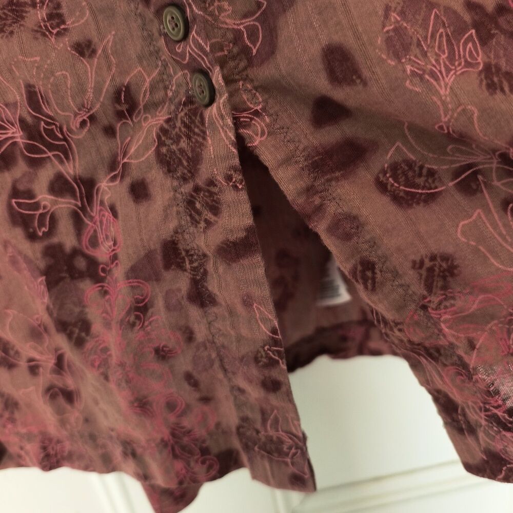 Mountain Hardwear Womens Top 12 Purple Pink Floral Cotton Button-up Office - Picture 5 of 13